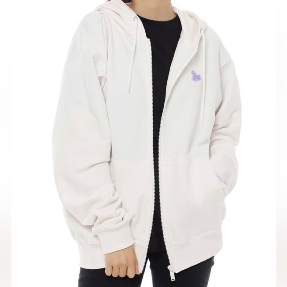 BTS 2021 Muster SOWOOZOO Zip-Up Hoodie Ivory Off White Purple - Picture 4 of 8